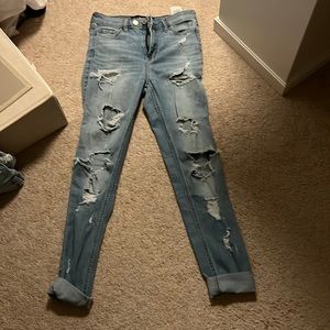 Hollister super skinny high rise ripped jeans